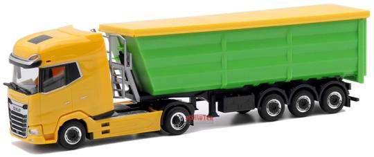 Herpa LKW DAF XG+ Stahlrundmulden-Sz (gelb/geelbgrün) 