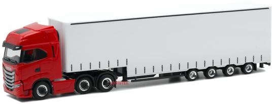 Herpa LKW Iveco S-Way Meusburger Ga-KSZ 5a weiß 