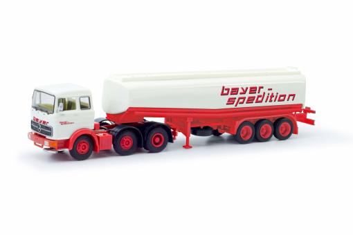 Modellbau Schwarz LKW MB LPS 2032 Tank-SZ Bayer Sped 026284 