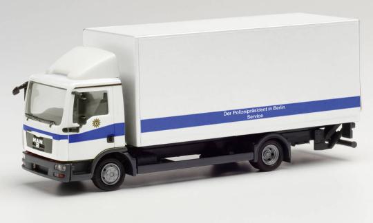 Herpa LKW MAN TG L Koffer-LKW m. Ladebordwand Polizei Berlin 095648 