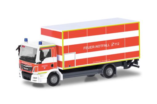 Herpa MAN TG-M Koffer-LKW Feuerwehr Düsseldorf m.Ladebordwan 