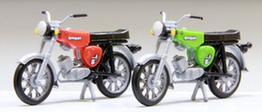 KRES 1:87 Komplettmodelle 2x Simson S51, rot und grün 