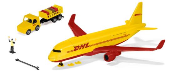 Siku DHL Frachtflugzeug mit Zubehör 