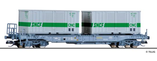 Tillig Taschenwagen Novatrans  SNCF, mit zwei 20‘ Containern 