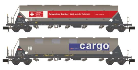 Hobbytrain 2er Set Silowagen Taggnpps SBB Cargo, Ep.VI, geal 