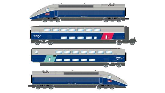 Jouef ~4-tlg. Elektrotriebzug TGV Euroduplex SNCF silber-blau Ep. VI  AC+Soundde 