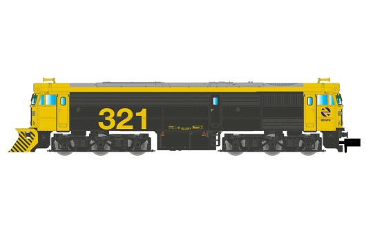 Arnold Diesellokomotive 321-025, mit Schneepflug, gelb-graue 