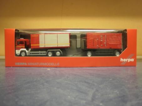 Herpa LKW MAN TG-S M Hakenlift-HZ mit Stromaggregat+Abrollcontainer 307536 