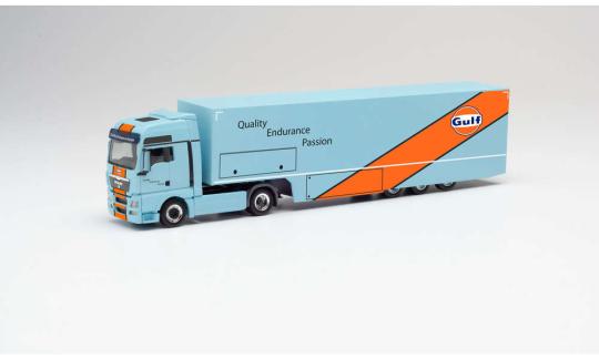 Herpa LKW MAN TG-X XXL Aerop. Renntransport-SZ GULF 