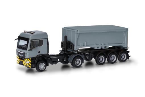 Herpa LKW MAN TG-S TM Abraumcontainer-Sz grau/gelb 