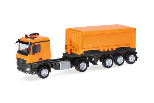 Herpa MB Arocs Classic Abraumcontainer-Sz kommunalorange 