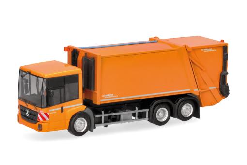 Herpa LKW MB Econic Pressmüllwagen-LKW Faun Variopress kommunalorange 319003 