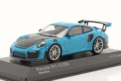 Minichamps 1:43 Porsche 911 (991 II) GT2 RS 2018 Miami blue silver rims 