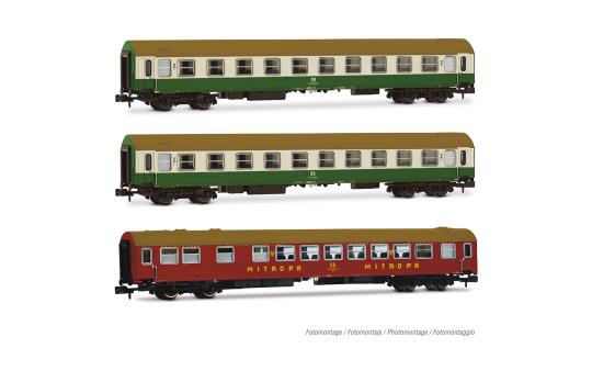 Arnold 3-tlg. Set OSShD-Wagen Typ B, 1 x WR + 2 x B, grün/beige Farbg Ep. IV DR 