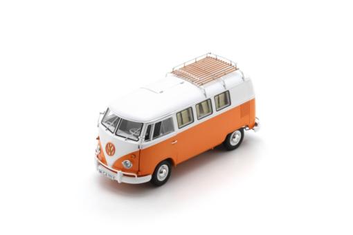 Spark/Schuco 1:18 VW T1 Campingbus orange/weiß 