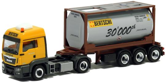 Herpa LKW MAN TG-S LX Tank-Cont-SZ Bertschi Lehrlingstruck 