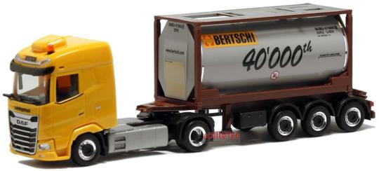 Herpa LKW DAF XG Tank-Cont-Sz Bertschi 40.000th Container 
