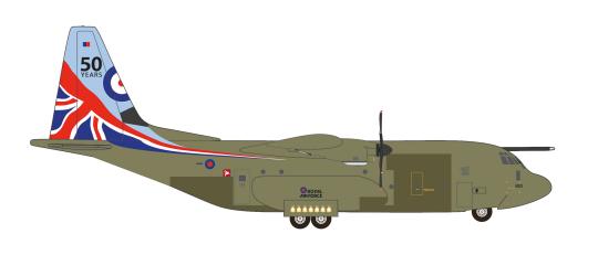 Herpa Wings 1:500 Lockheed C-130J-30 RAF 47 Sqd Herc. 50 Years 537445 