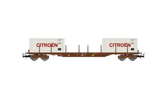 Jouef 4-achs. Flachwagen Typ Rs 2 x 20\'-Containern Citroën Ep. IV SNCF 