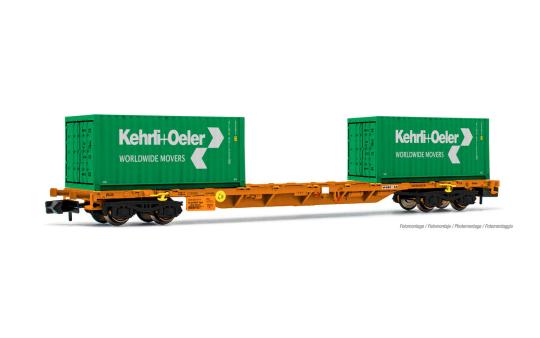 Arnold 4-achs. 60`Containerwagen, 2 x 20’ Cont. Kehrli & Oeler, Wascosa, Ep.VI 