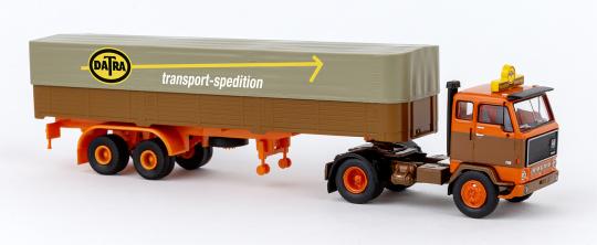 Brekina LKW Volvo F89 Pritsche/Plane-Sattelzug Datra (DK) 