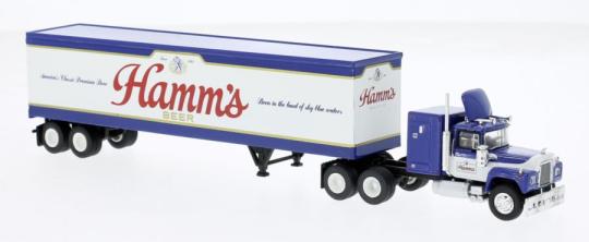 Brekina LKW Mack RS Koffersattelzug Hamm´s Beer 85811 