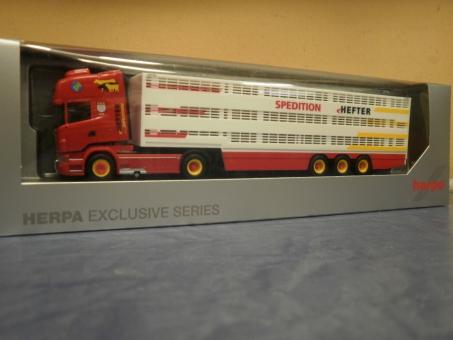 Herpa LKW Scania R Topl/Aerop Viehtransport-SZ Spedition Hefter 923392 