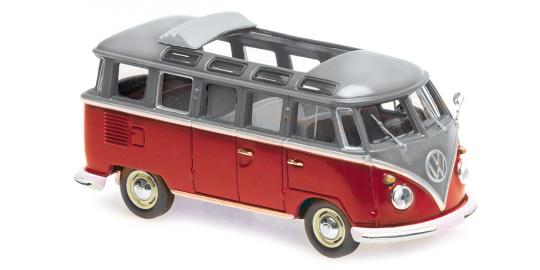 Minichamps 1:43 VOLKSWAGEN SAMBA BUS - 1961 - GREY/RED 