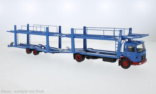 IXO 1:43 LKW MAN Autotransporter mit Anhänger (1970) blau 